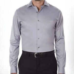 George's Men's Grey Stone Button-Down Dress Shirt